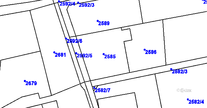 Parcela st. 2585 v KÚ Dolní Lutyně, Katastrální mapa