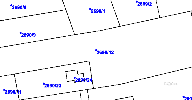 Parcela st. 2690/12 v KÚ Dolní Lutyně, Katastrální mapa