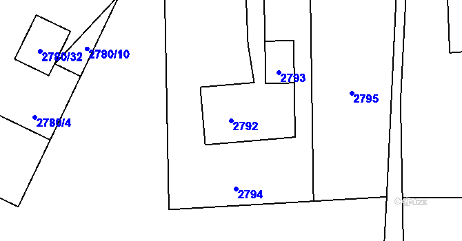 Parcela st. 2792 v KÚ Dolní Lutyně, Katastrální mapa