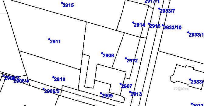 Parcela st. 2908 v KÚ Dolní Lutyně, Katastrální mapa