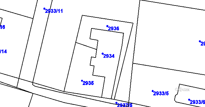 Parcela st. 2934 v KÚ Dolní Lutyně, Katastrální mapa
