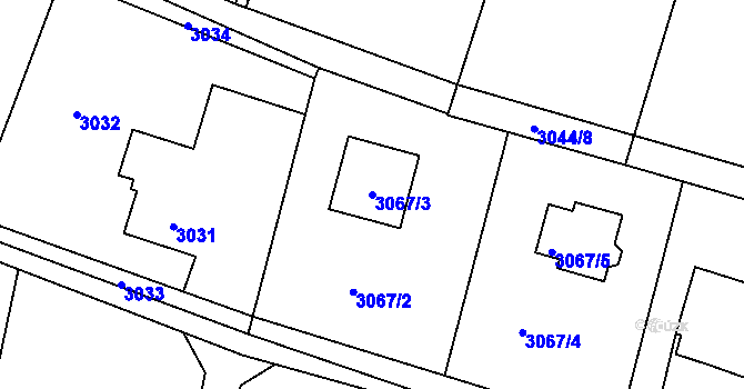 Parcela st. 3067/3 v KÚ Dolní Lutyně, Katastrální mapa