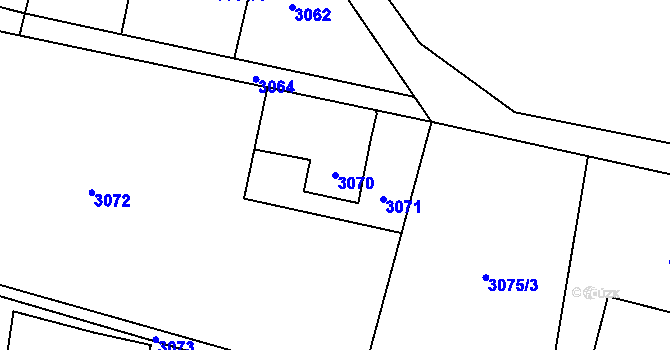 Parcela st. 3070 v KÚ Dolní Lutyně, Katastrální mapa