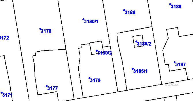 Parcela st. 3180/2 v KÚ Dolní Lutyně, Katastrální mapa