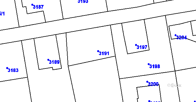 Parcela st. 3191 v KÚ Dolní Lutyně, Katastrální mapa