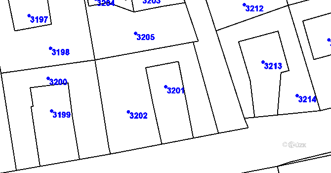 Parcela st. 3201 v KÚ Dolní Lutyně, Katastrální mapa