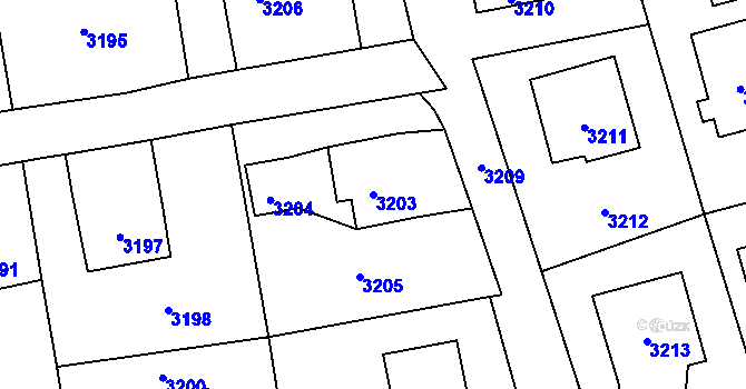 Parcela st. 3203 v KÚ Dolní Lutyně, Katastrální mapa