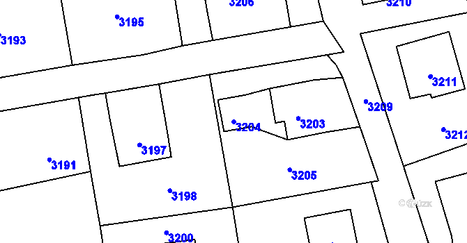 Parcela st. 3204 v KÚ Dolní Lutyně, Katastrální mapa