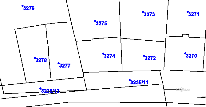 Parcela st. 3274 v KÚ Dolní Lutyně, Katastrální mapa