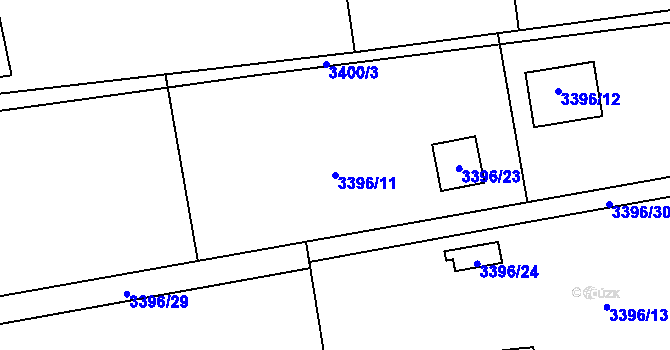 Parcela st. 3396/11 v KÚ Dolní Lutyně, Katastrální mapa