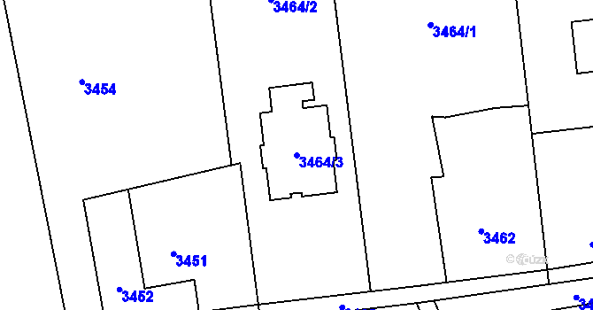 Parcela st. 3464/3 v KÚ Dolní Lutyně, Katastrální mapa