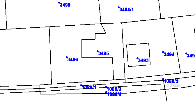 Parcela st. 3495 v KÚ Dolní Lutyně, Katastrální mapa