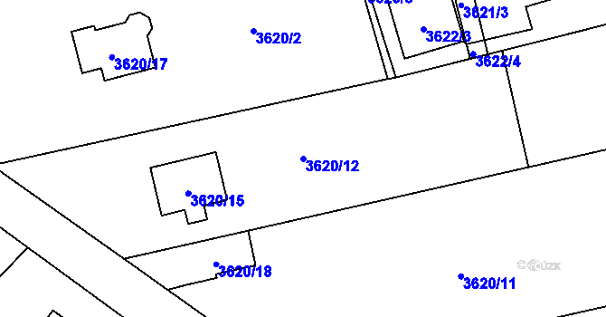 Parcela st. 3620/12 v KÚ Dolní Lutyně, Katastrální mapa