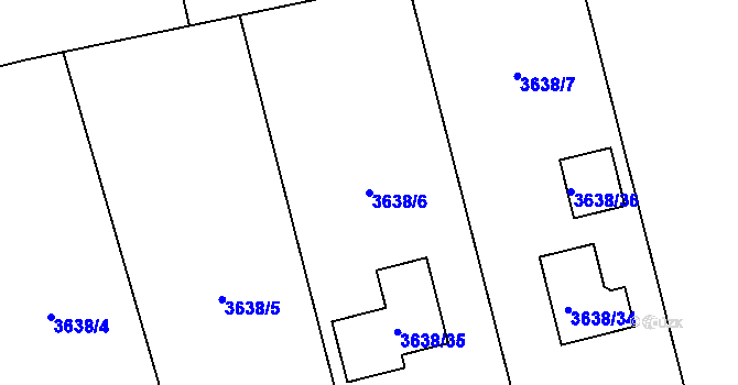 Parcela st. 3638/6 v KÚ Dolní Lutyně, Katastrální mapa