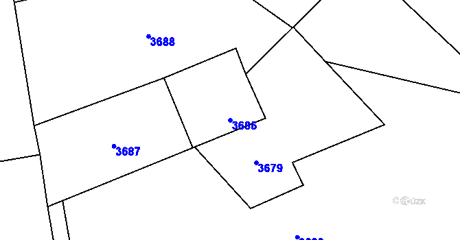 Parcela st. 3686 v KÚ Dolní Lutyně, Katastrální mapa