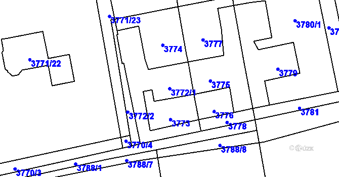 Parcela st. 3772/1 v KÚ Dolní Lutyně, Katastrální mapa
