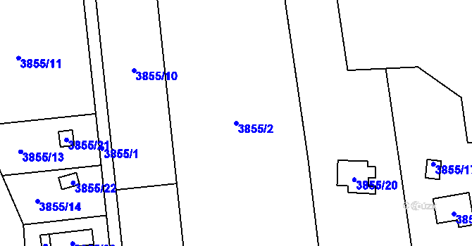 Parcela st. 3855/2 v KÚ Dolní Lutyně, Katastrální mapa