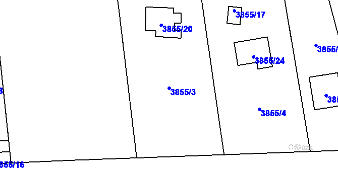 Parcela st. 3855/3 v KÚ Dolní Lutyně, Katastrální mapa