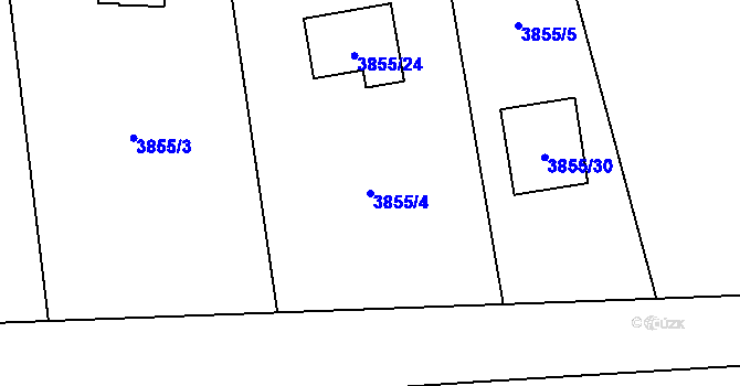 Parcela st. 3855/4 v KÚ Dolní Lutyně, Katastrální mapa