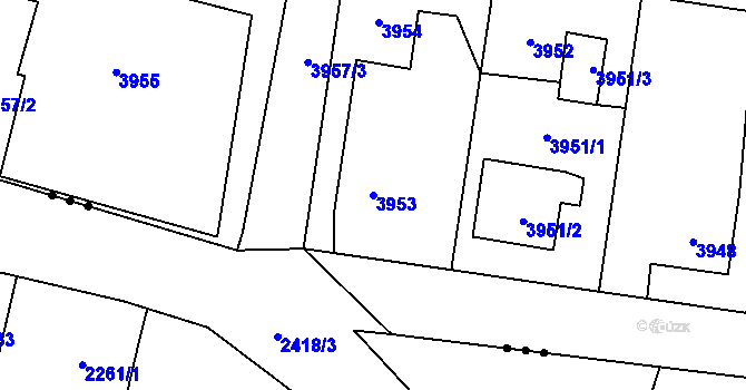 Parcela st. 3953 v KÚ Dolní Lutyně, Katastrální mapa