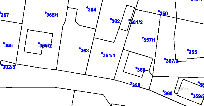 Parcela st. 361/1 v KÚ Dolní Lutyně, Katastrální mapa