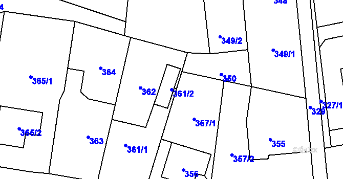 Parcela st. 361/2 v KÚ Dolní Lutyně, Katastrální mapa