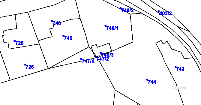 Parcela st. 748/3 v KÚ Dolní Lutyně, Katastrální mapa