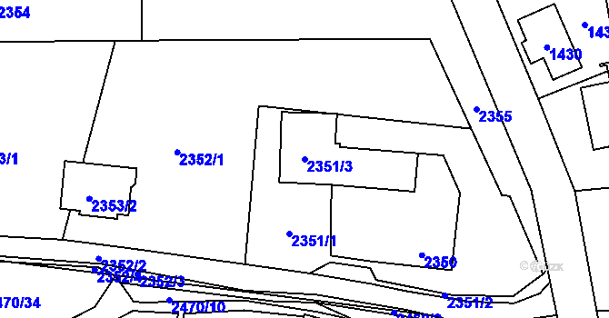 Parcela st. 2351/3 v KÚ Dolní Lutyně, Katastrální mapa
