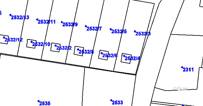 Parcela st. 2532/6 v KÚ Dolní Lutyně, Katastrální mapa