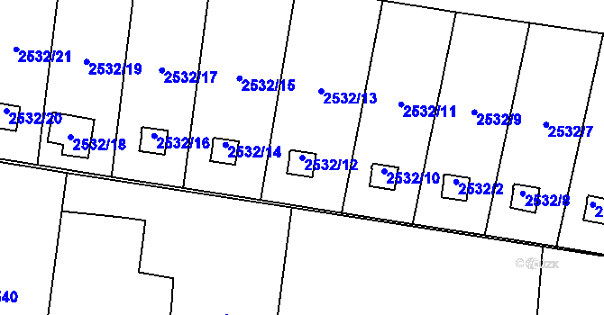 Parcela st. 2532/12 v KÚ Dolní Lutyně, Katastrální mapa