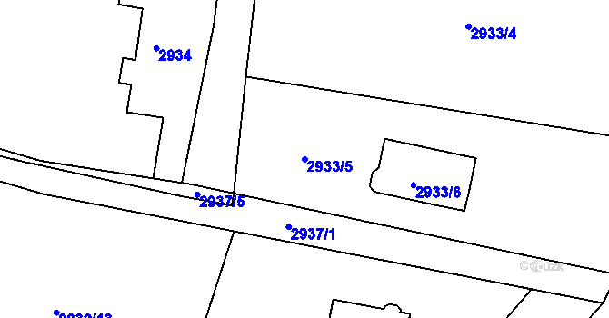 Parcela st. 2933/5 v KÚ Dolní Lutyně, Katastrální mapa
