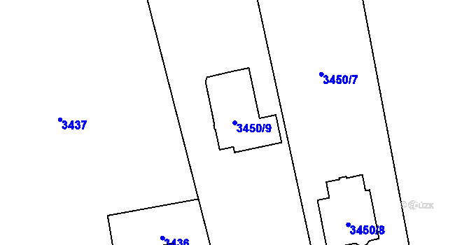 Parcela st. 3450/9 v KÚ Dolní Lutyně, Katastrální mapa
