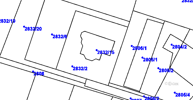 Parcela st. 2832/15 v KÚ Dolní Lutyně, Katastrální mapa