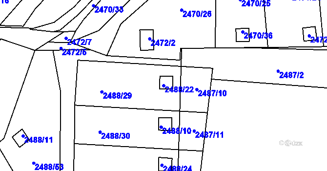 Parcela st. 2488/22 v KÚ Dolní Lutyně, Katastrální mapa