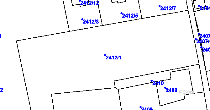Parcela st. 2412/1 v KÚ Dolní Lutyně, Katastrální mapa