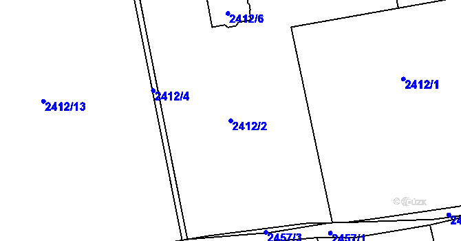 Parcela st. 2412/2 v KÚ Dolní Lutyně, Katastrální mapa