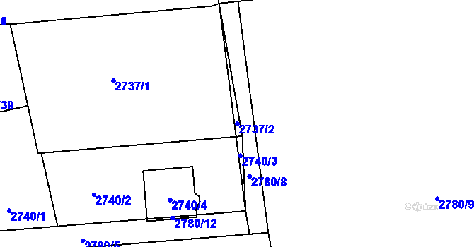 Parcela st. 2737/2 v KÚ Dolní Lutyně, Katastrální mapa
