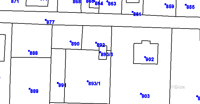 Parcela st. 893/3 v KÚ Dolní Lutyně, Katastrální mapa