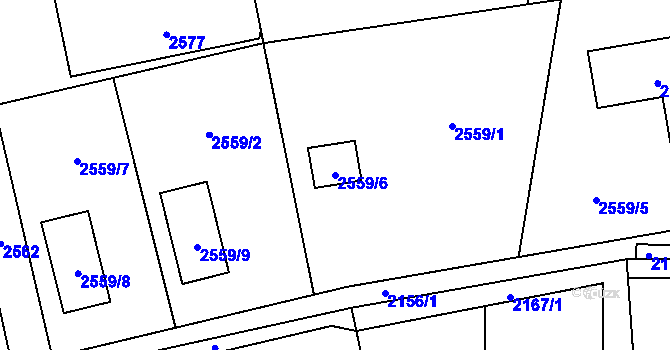 Parcela st. 2559/6 v KÚ Dolní Lutyně, Katastrální mapa