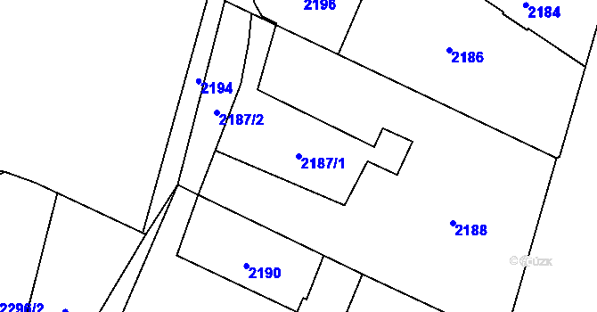 Parcela st. 2187/1 v KÚ Dolní Lutyně, Katastrální mapa