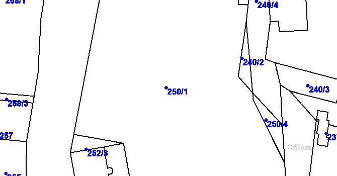 Parcela st. 250/3 v KÚ Dolní Lutyně, Katastrální mapa