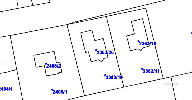 Parcela st. 2363/26 v KÚ Dolní Lutyně, Katastrální mapa