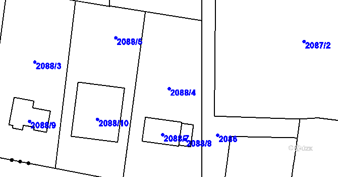 Parcela st. 2088/4 v KÚ Dolní Lutyně, Katastrální mapa