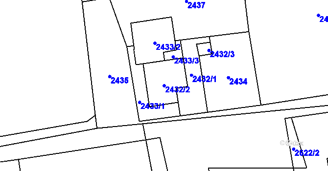 Parcela st. 2432/2 v KÚ Dolní Lutyně, Katastrální mapa