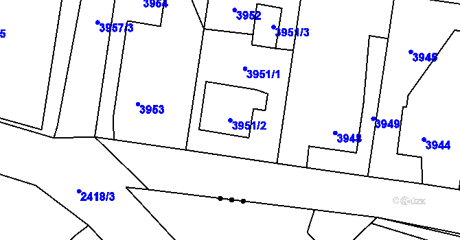 Parcela st. 3951/2 v KÚ Dolní Lutyně, Katastrální mapa