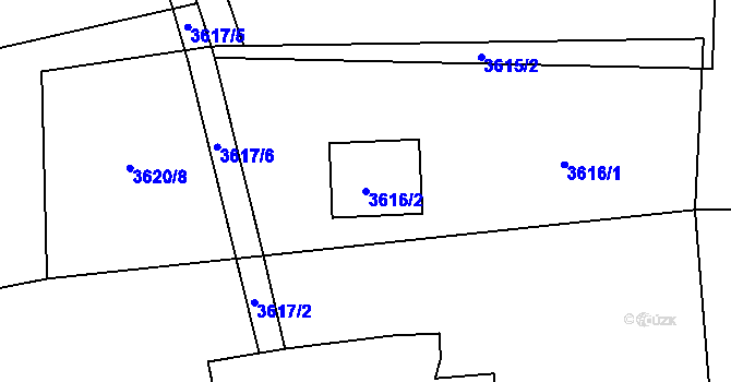 Parcela st. 3616/2 v KÚ Dolní Lutyně, Katastrální mapa