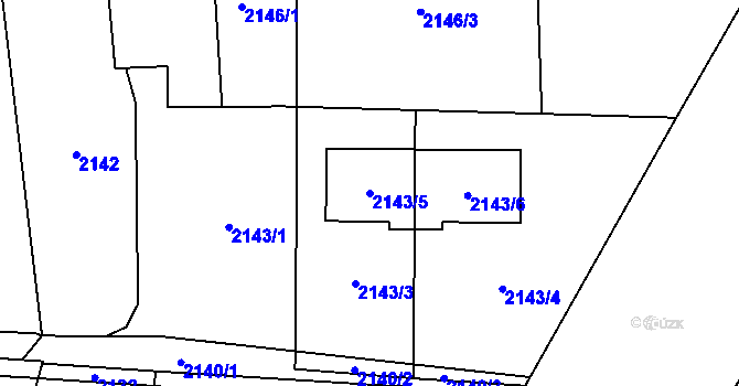 Parcela st. 2143/5 v KÚ Dolní Lutyně, Katastrální mapa