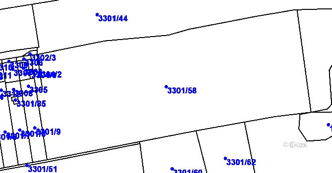 Parcela st. 3301/58 v KÚ Dolní Lutyně, Katastrální mapa