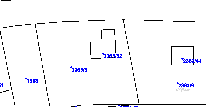 Parcela st. 2363/32 v KÚ Dolní Lutyně, Katastrální mapa