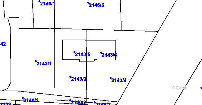 Parcela st. 2143/6 v KÚ Dolní Lutyně, Katastrální mapa